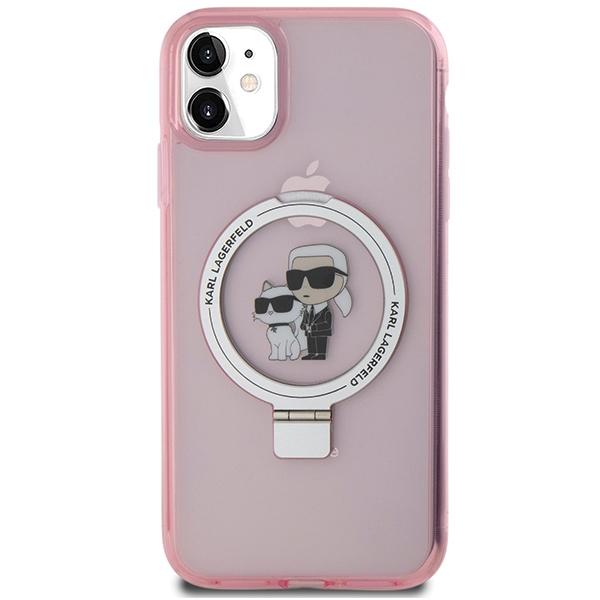 Karl Lagerfeld KLHMN61HMRSKCP iPhone 11 / Xr 6.1" Pink Hardcase Ring Stand Karl&Choupettte MagSafe