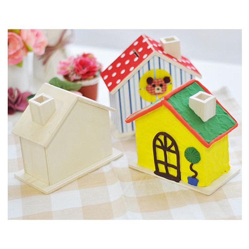 AD23-DIY Wooden Piggy Bank Children's House Piggy Bank Decoration Assembly Craft Kit Unfinished Blank Piggy Bank Birthdaygift