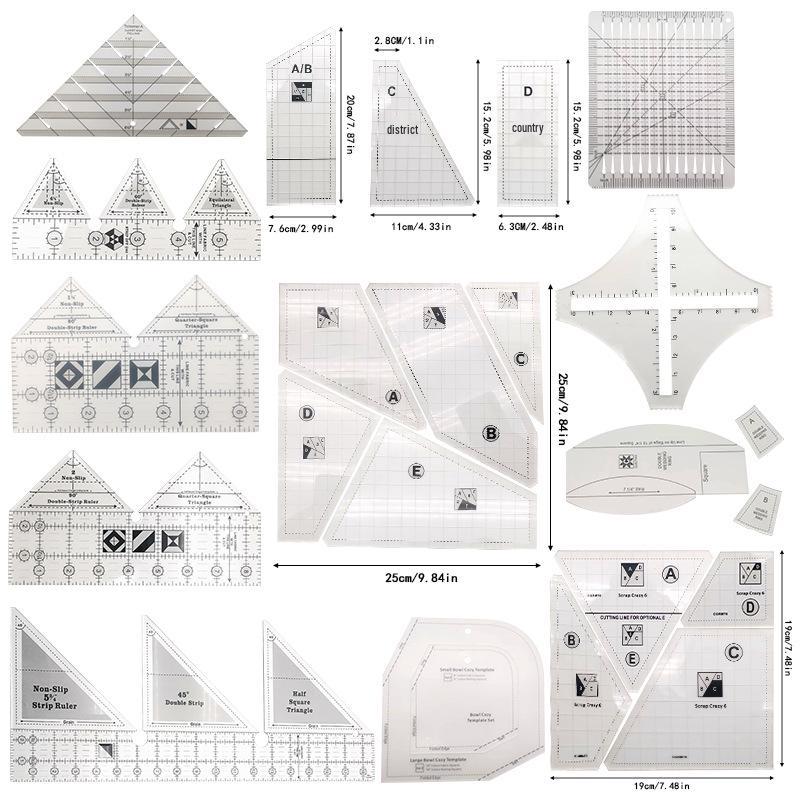 Acrylic Irregular 90° Sewing and Patchwork Ruler for Fabric Cutting