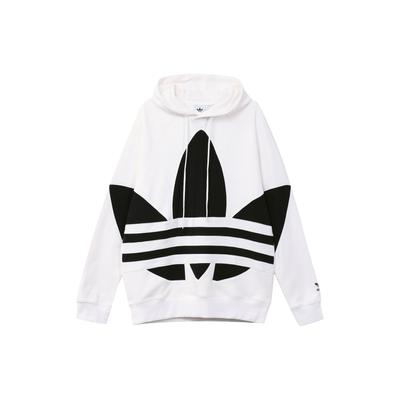 adidas Originals Trefoil Großes Logo Kordelzug Uni Hoodie mit überschnittenen Schultern Herren Hoodie Weiß FM9909