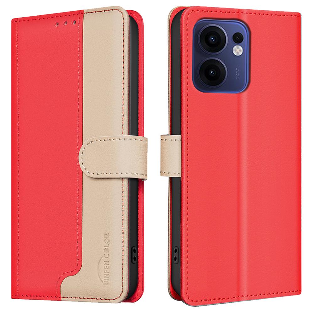 BINFEN COLOR BF33 for Oppo Reno13 F 5G Leather Case Splicing Color RFID Blocking