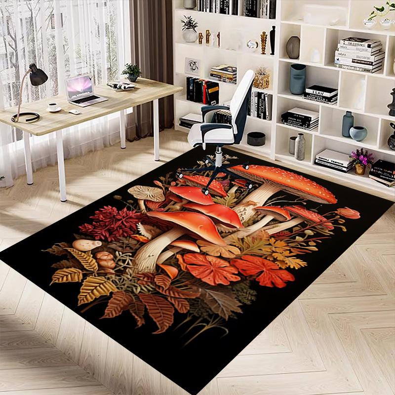 1pc Mushroom Artwork Carpet Anti Slip Polyester Floor Mat for office,Bedroom