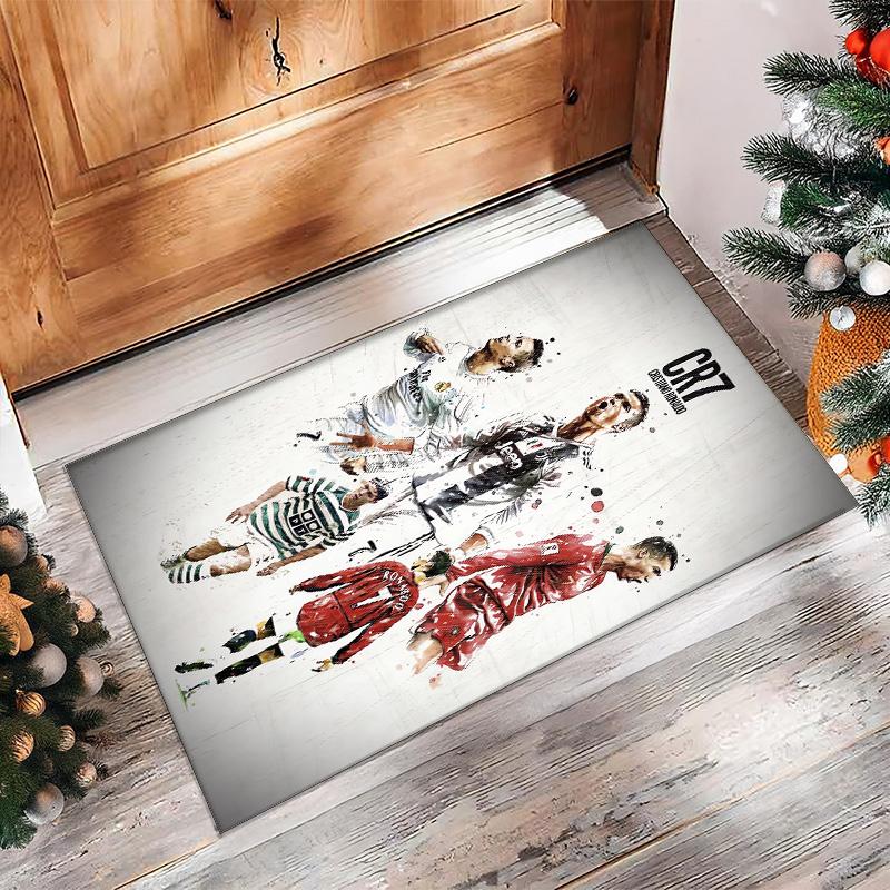 Tappeto in Flanella Stampato Cristiano Ronaldo Antiscivolo Morbido Poliestere Tappeto per Pavimento Tappetino Decorativo per Interni per Camera da Letto Soggiorno Divano