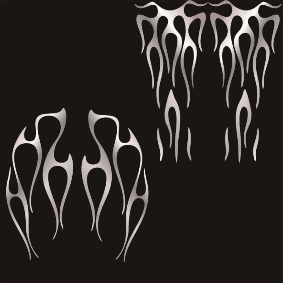 Waterproof Matte Silver Motorcycle Flame Sticker Kit For Fender Decorative Decal