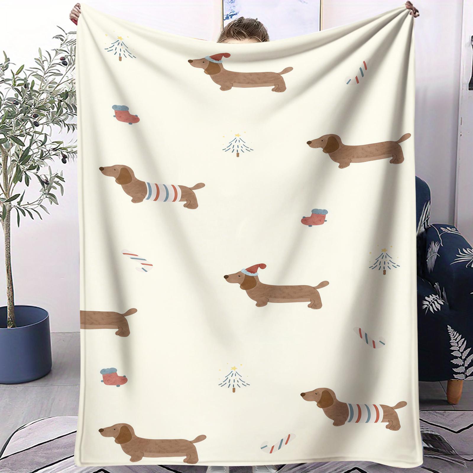 

Popular Cute Dachshund Pattern Lightweight Throw Blanket Soft Cozy Small Cover Blanket For Sofa Bed Dorm AllSeason Home Decor 70x100cm
