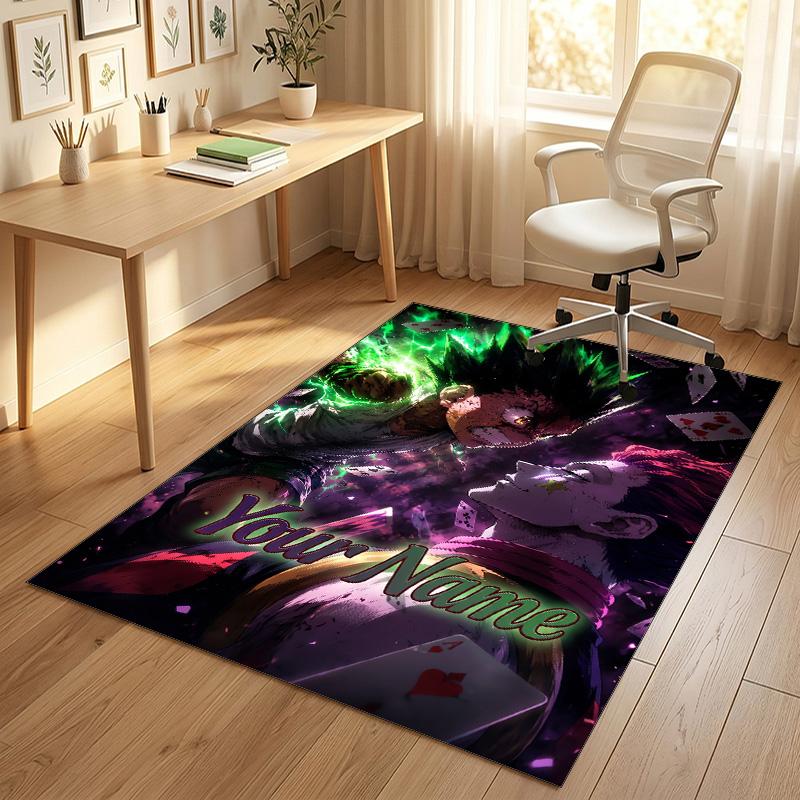 Personalized Crystal Velvet Carpet,Hunter × Hunter Custom Printed Name, Plush Area Rug For Home Indoor Decor