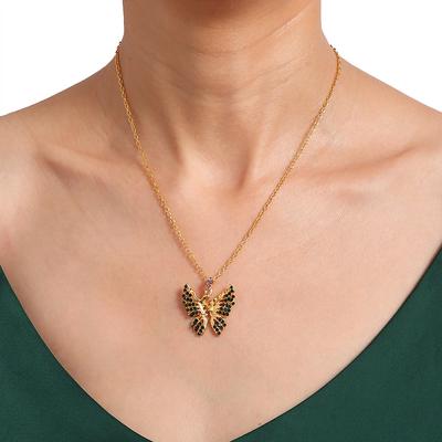 Tempérament déesse papillon français rétro noir zircon papillon pendentif clavicule chaîne vent froid design sens cou clavicule chaîne