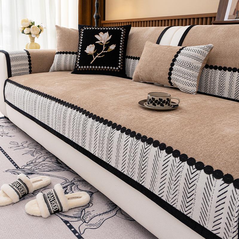 

Премиальная накидка на диван в средневековом стиле Sense, универсальная для четырех сезонов, из шенилла, подушка для сиденья, фиксированный нескользящий чехол, ткань для чехла 70*70cm