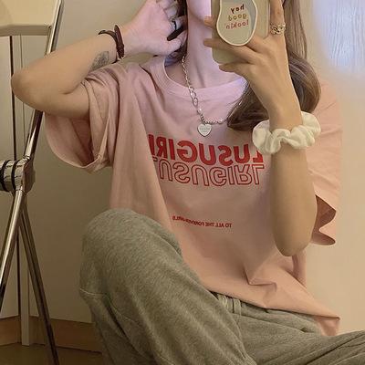 Official picture short-sleeved T-shirt female ins tide summer student half-sleeved Korean version loose and thin Korean style chic top foreign