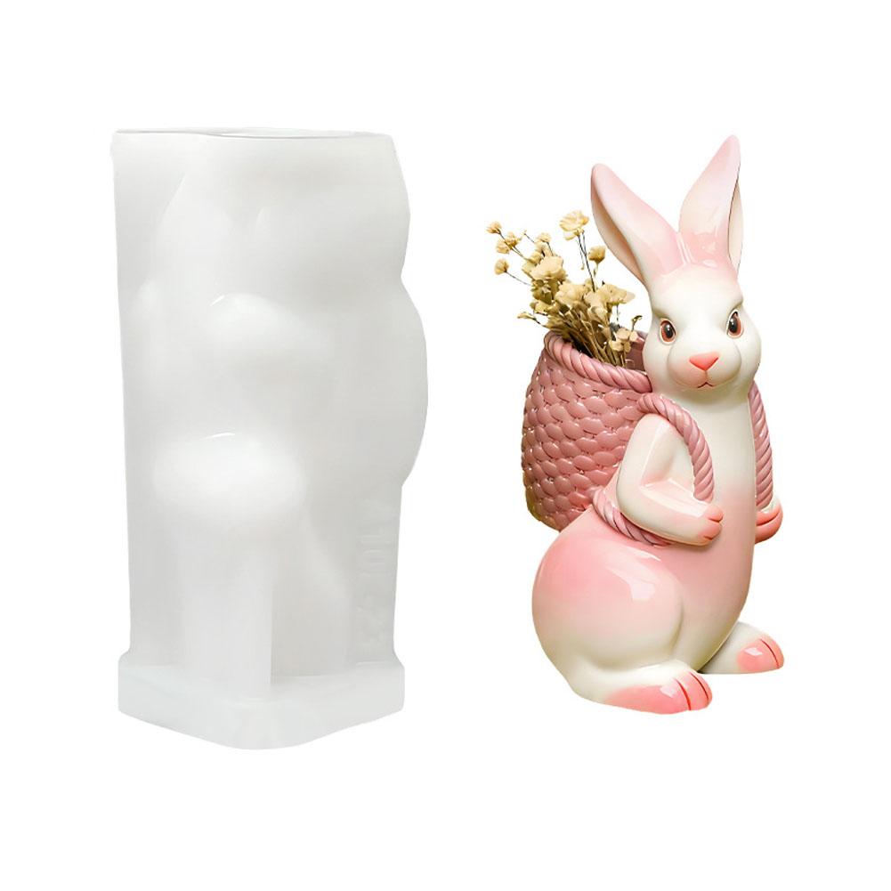 Easter Rabbit Bunny Silicone Mold for Candle Making,3D Small Bunny Backpack Molds for Epoxy Resin Casting Easter Home Decoration