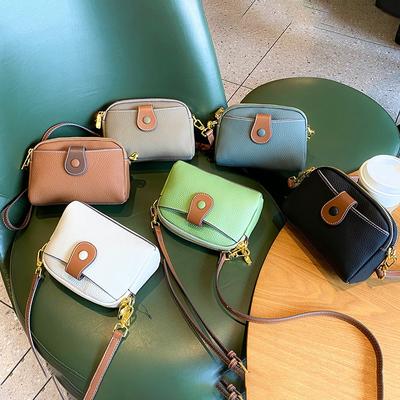 The First Layer of Cowhide Small Bag, the New Genuine Leather Women's Bag, Versatile Mobile Phone Bag, Niche Style Shoulder Messenger Bag.
