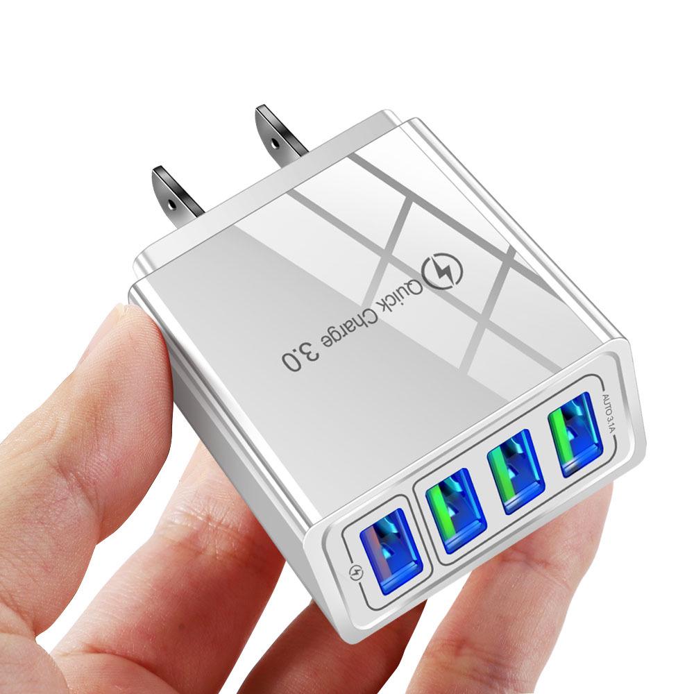 4-Port USB Fast Charger with QC3.0, 4.1A Smart Travel Adapter