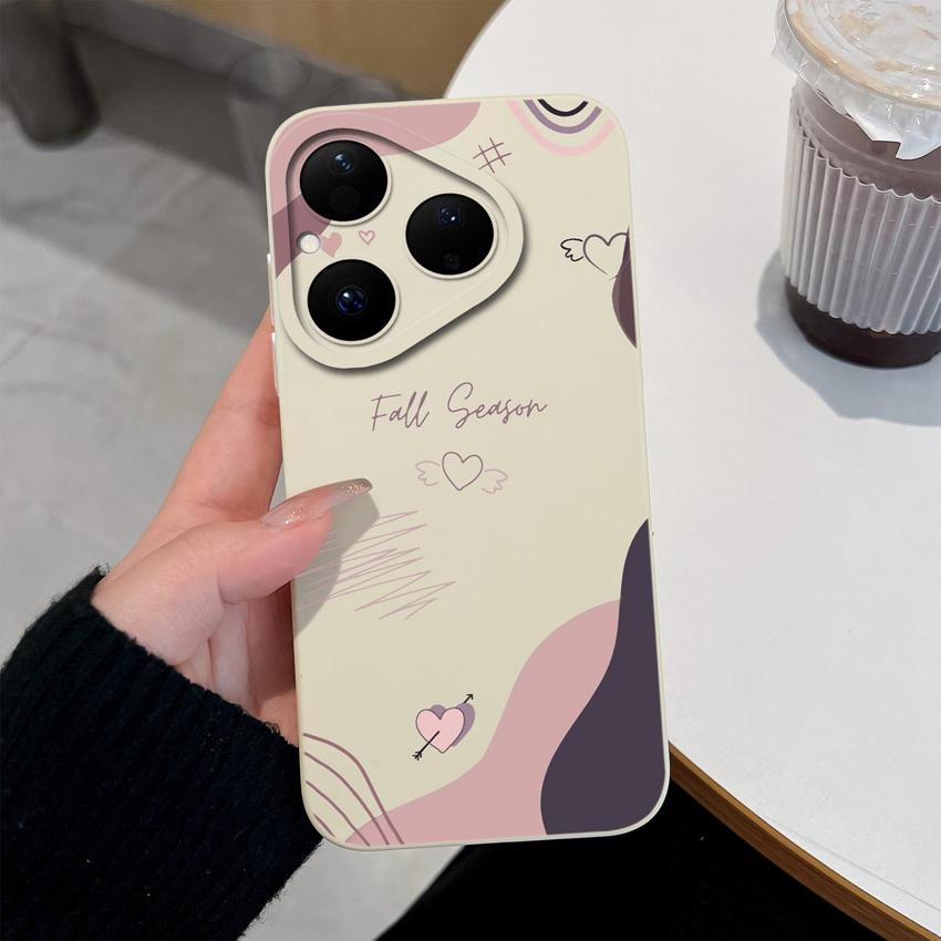 

Для Huawei Pura 80 Pro Nova 4E 5T 6 7 8 9 SE Y61 Y70 Y72 Y90 Чехлы для телефонов Цветной узор с сердечками Жидкий силикон Противоскользящий чехол Для Huawei Casing Honor X20