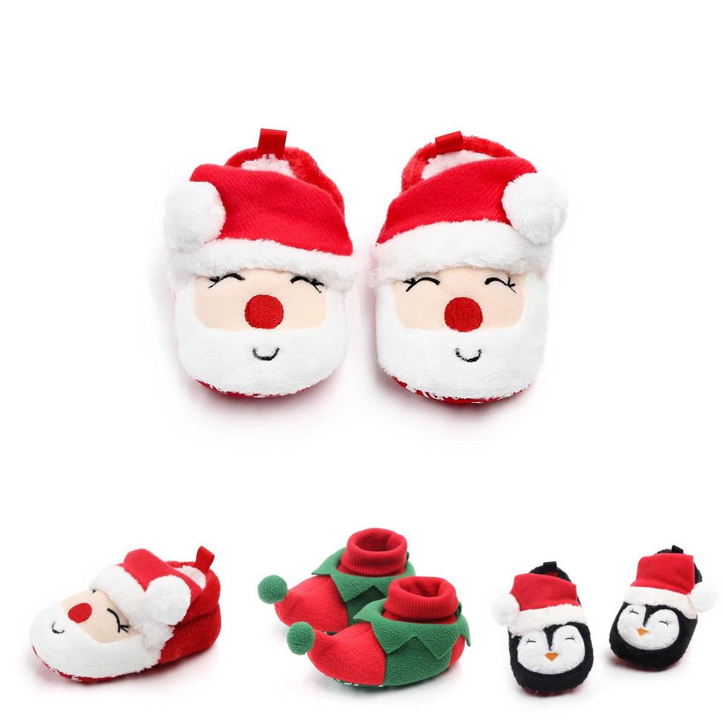 Christmas Gift Kids Baby Girl Boy Toddler Warm Slippers 3d Reindeer Santa Claus Shoes