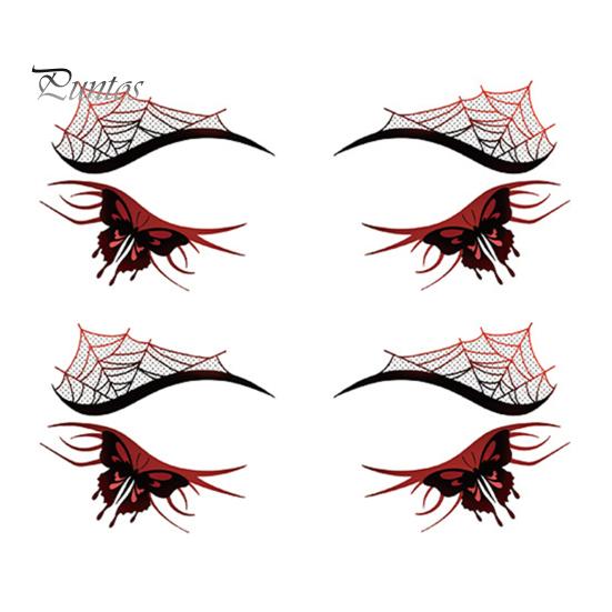 Cosmetic Transfers for Adults 2 Pairs Halloween Eye Tattoo Stickers, Waterproof Temporary Face Decals with Ghostly Decorations Pumpkin Bat Spider Web,