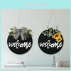 Welcome Black Board Wreath With Beautiful Ribbon Bow And Vibrant Sunflower Design