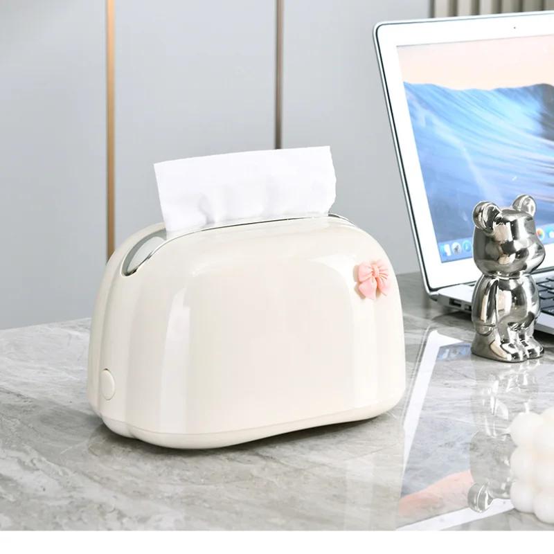 Desktop Tissue Box Home Living Room Paper Box with Handle Spring Light Luxury High Good Looks Tissue Box Applicable To Any Scene