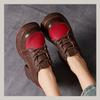 Fashion New Retro 7cm High Heels Women Shoes Flat Platform Thick Heels Shoes Mixed Colors Genuine Leather 2025 Luxury Lace Up Shoes