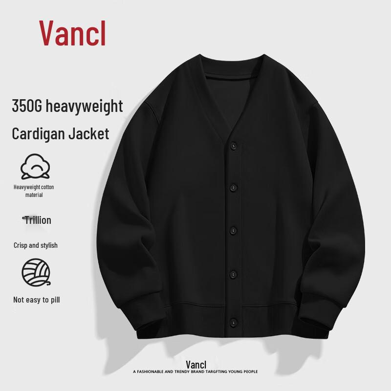 VANCL Men's Loose Fit V-Neck Cardigan Sweatshirt