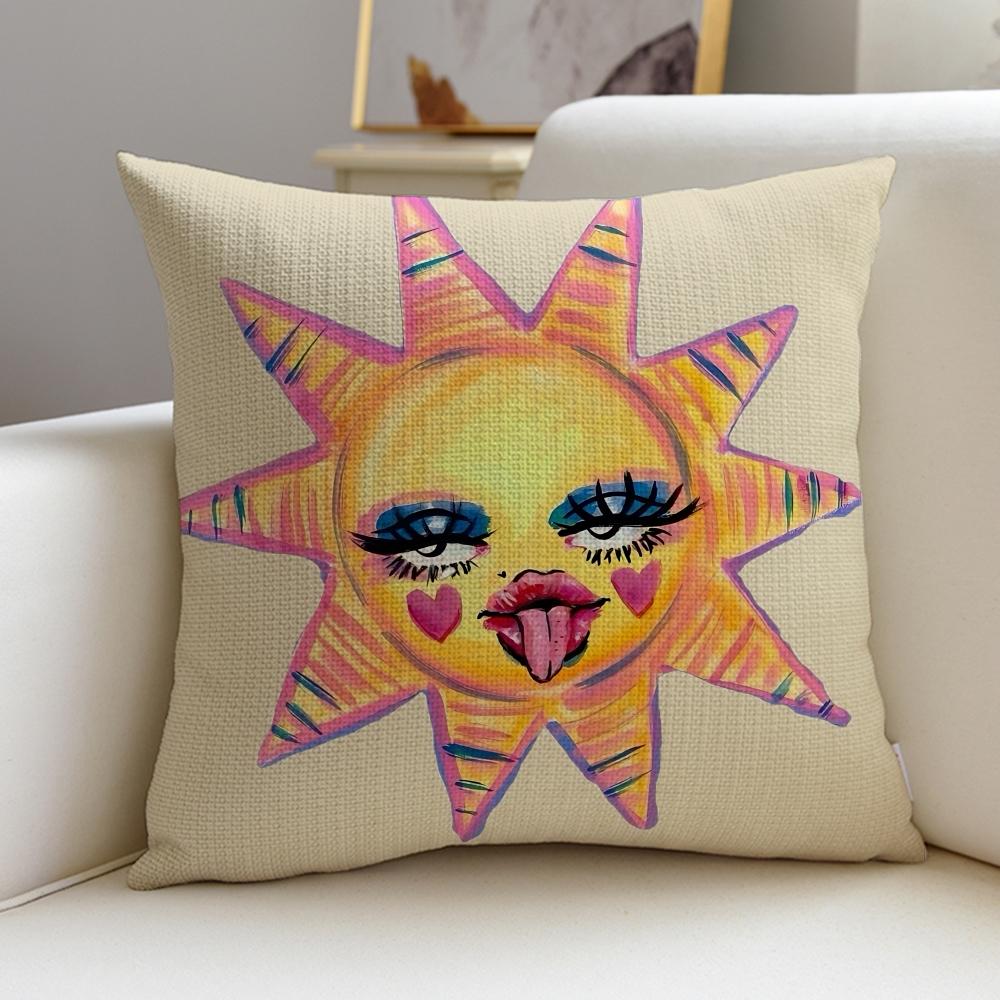 Warm SSun FaceS Cushion Cover Pcs Soft Decorative Square Cushion Covers X X Pillowcases for Sofa Couch Home Bedroom