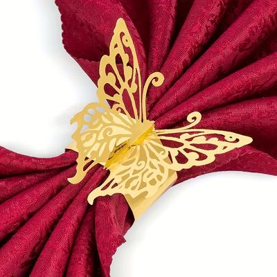 20 Pcs Reusable Butterfly Napkin Rings - Ideal for Wedding Table Decor, Laser-cut Foil Paper Napkin Holders and Decorative Towel Buckles