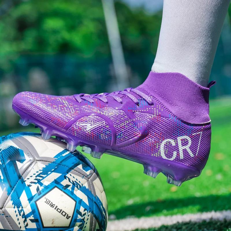Nowe Męskie Buty Piłkarskie Treningowe Sportowe Buty Piłkarskie Korki Chłopcy Outdoor Długie Kolce Antypoślizgowe Oddychające Mecz Wygodne
