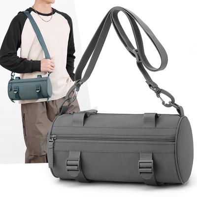 Nylon Barrel Crossbody Bag with Adjustable Strap and Zipper Closure for Men Women