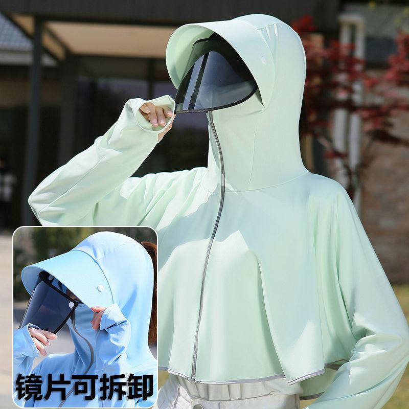 Anti-sun clothes women wear new ice silk breathable summer hooded short long-sleeved sunscreen clothes light blouse jacket