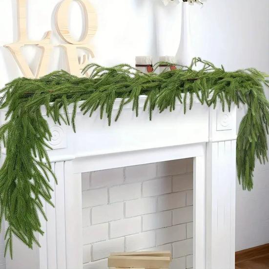 Yousheng Artificial Pine Garland Realistic Faux Norfolk Pine Garland Real Touch Winter Greenery Garland for Christmas Table Mantle Wall Fireplace