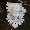 British Style Lace Embroidered Oval White Placemat Coaster Bedroom Balcony Coffee Cup Wine Cover Cloth Banquet Party Decoration