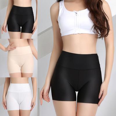 Summer Ice Silk Breathable Safety Κοντό Παντελόνι Γυναικείο Καθαρό Χρώμα Άνευ ραφής Ανύψωση ισχίου Ψηλής Μέσης Ελαστικό Αδυνατιστικό Σορτς Εσώρουχα
