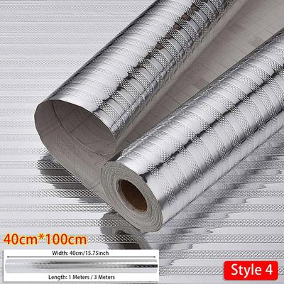 1 Roll Aluminum Foil Oil-proof Wallpaper High Temperature Self Adhesive Kitchen Sticker 40x100cm 40x300cm Anti Fouling