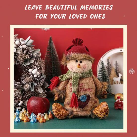 Christmas Gift Bag Santa Claus Deer Snowflake Shape Candy Bag Zipper Design Reusable Fabric Xmas Storage Bag