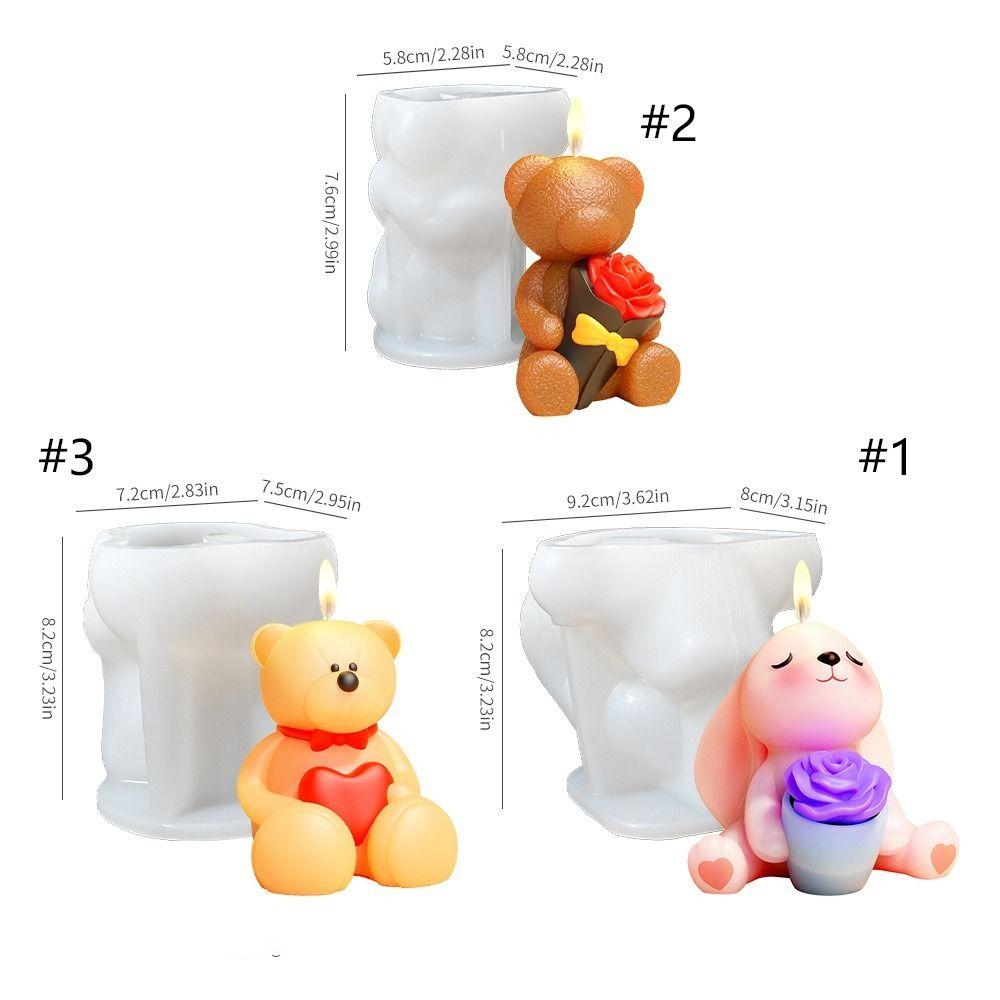 Handmade Rose Love Bear Molds Cute Drop Glue Plaster Mold Animal Cake Mold  Party Favors