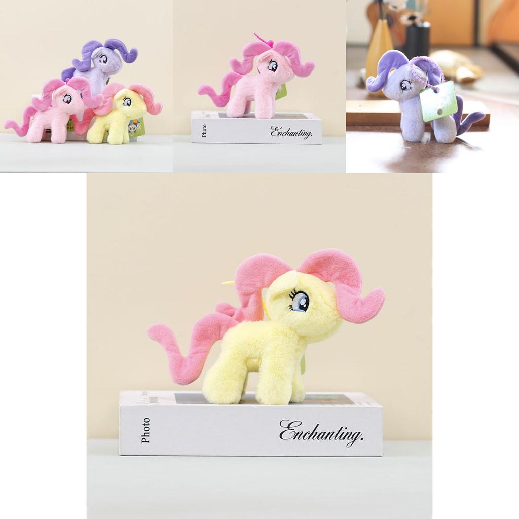 Entzückender Plüsch-Pony-Puppen-Schlüsselanhänger Weiches Spielzeug für Mädchen Lila Rosa Gelb