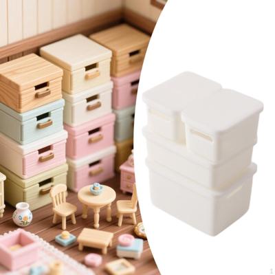 4 Pieces 1/12 Dollhouse Storage Box Doll House Accessories 1: 12 Scale Decor for Bedroom