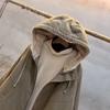 Womens Oversized Warm Hooded Cotton Puffer Coat Thick Fleece-Lined Winter Jacket Casual Loose Fit