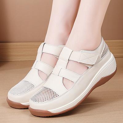 Thick Soled Sandals for Women's New Summer Versatile Velcro Hole Shoes Soft Sole Comfortable Mother Shoes