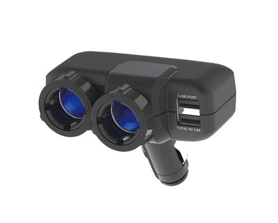 Pellucid PST2053 Car Socket 2 USB 4.8 A Lockable Direct Socket BK