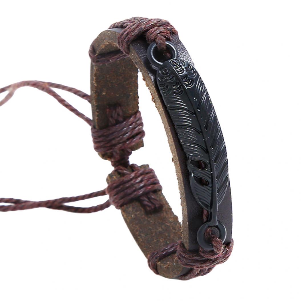 

Мужской браслет из искусственной кожи коричневый