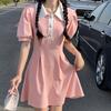 Fashion Korean Version Waist Design Polo Collar Short-sleeved Long Dress Women's Summer Thin Niche Versatile Dress