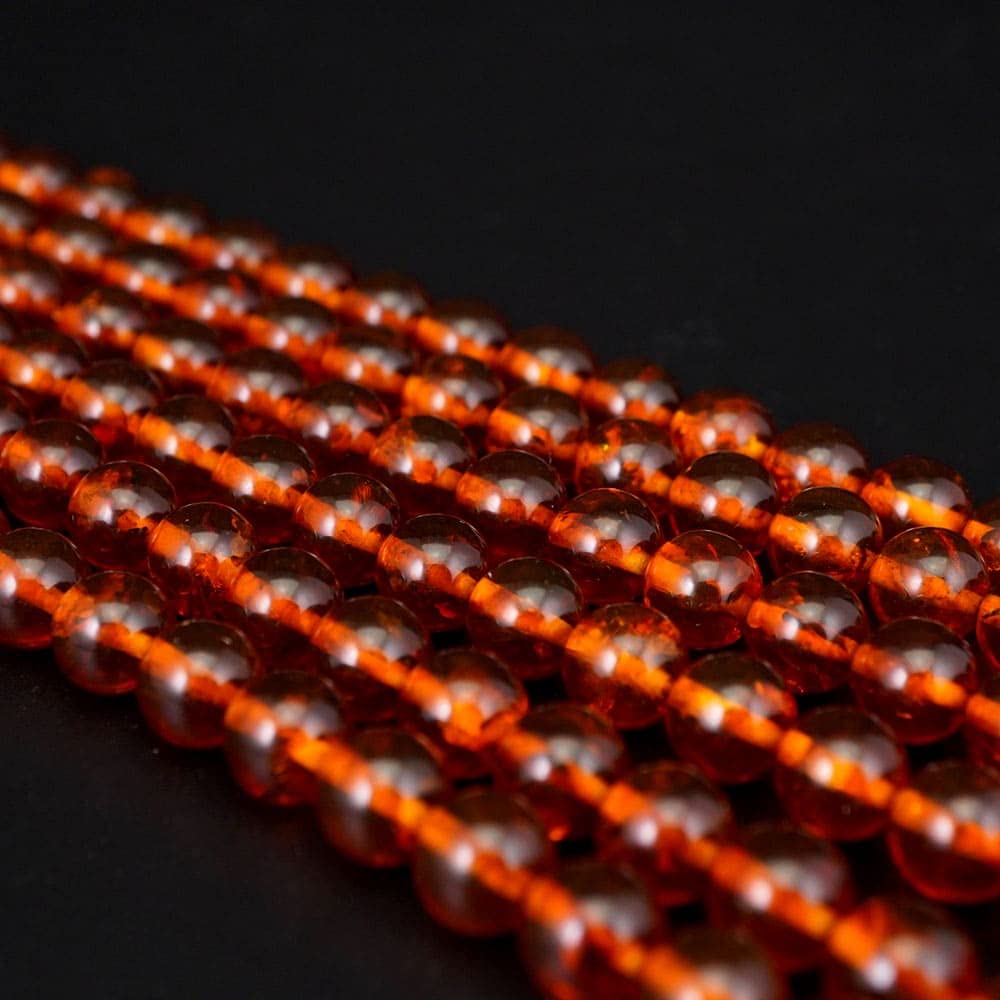 Kraftstein Bernstein 8mm Perlen Rund Verkauf Kraftstein Naturstein 1 Strang 38cm Handgefertigt Armbandmaterial Ca.