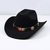 Metallic Belt Jazz Woolen Fedora Hat, Autumn and Winter Wide-Brimmed Felt Hat, Popular for British Travel and Evening Parties, Cowboy Hat