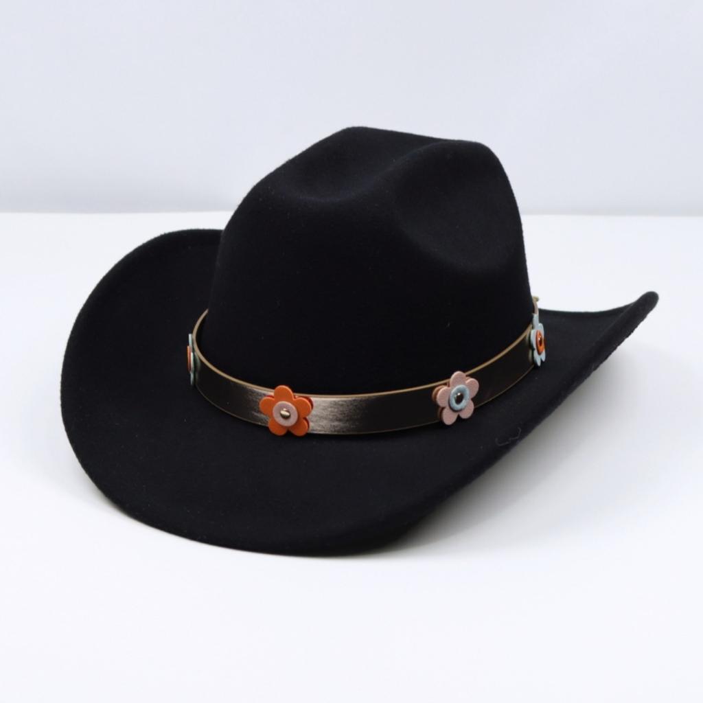 Metallic Belt Jazz Woolen Fedora Hat, Autumn and Winter Wide-Brimmed Felt Hat, Popular for British Travel and Evening Parties, Cowboy Hat