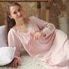 Long White Cotton Sexy V Neck Sleep Wear Night Shirt Home Dress Vintage Nightgown Princess Sleepwear