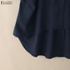 ZANZEA Women Casual Turn Down Collar Loose Half Sleeve Irregular Blouse