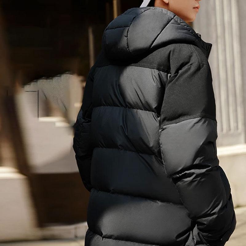 Li-Ning Sports Trend Series Spliced Loose Long Down Jacket Men Outerwear Black AYMT069-1