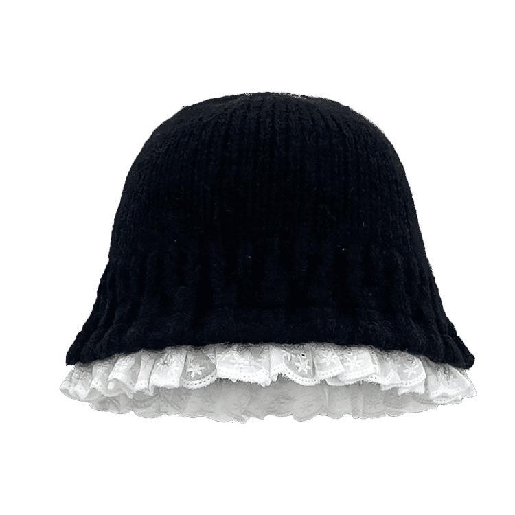 Lace Hat for Women Autumn and Winter Knitted Fisherman Hat  Korean Face Showing Small Woolen Hat Warm and Lazy Wind Basin Hat  Trendy