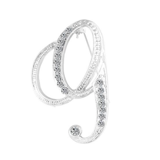 1 Pc Fashion Unisex Rhinestone English Letters Alphabet A-Z Brooch Pin Ornament