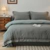2026 Spring/Summer Men's Pure Cotton Striped 4-Piece Bedding Set: Washed Cotton Bed Sheet & Duvet Cover.